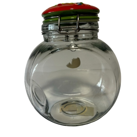 Christmas AMICL Slant Glass Jar Cookie Canister Ceramic Flip Lid Holiday NEW - Picture 3 of 15